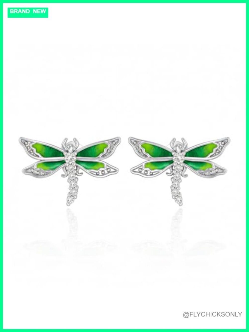 Dragonfly Stud Earrings 925 Sterling Silver 0.08 CTTW Lab Grown Diamond